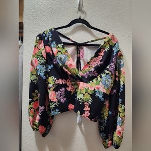 Vixen by Micheline Pitt black floral Bawdy top